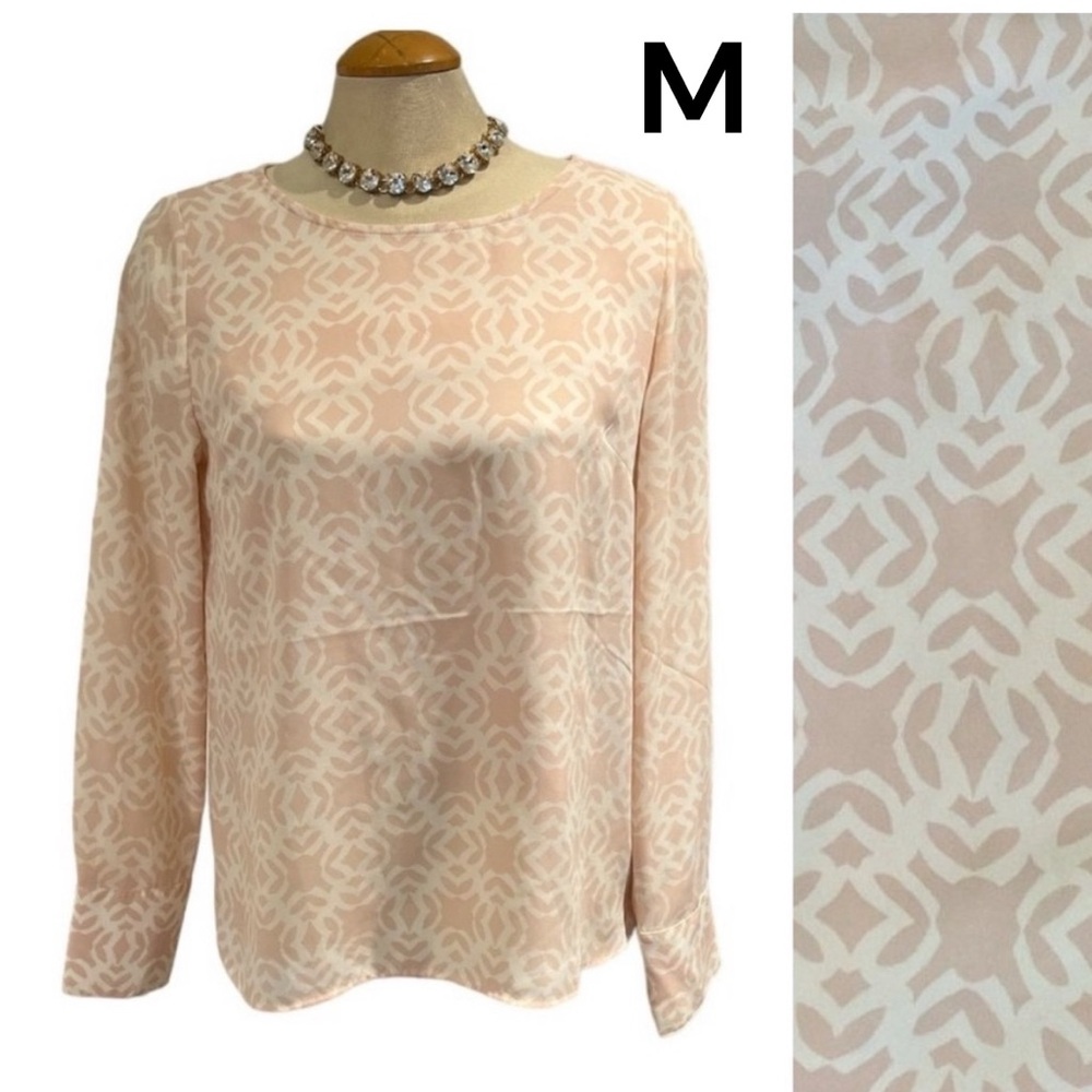 THE LIMITED Blouse Size Tall Medium Pale Pink Pattern